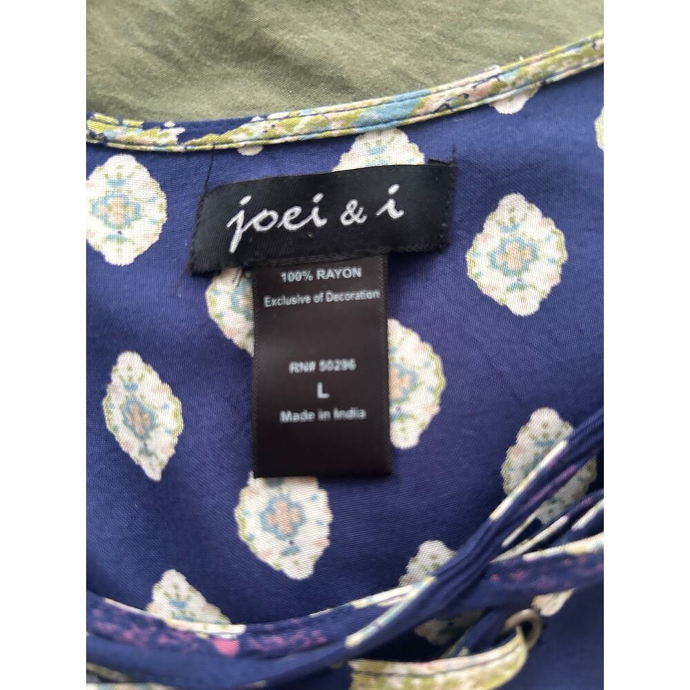 Joei and I Women's Dress/Swim Suit Cover Blue Paisley with Tie 3/4 Sleeve Large - Picture 9 of 10